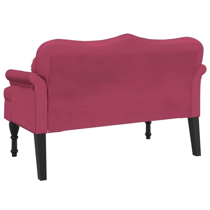 Banc avec coussins bordeaux 120,5x65x75 cm velours - Photo n°5