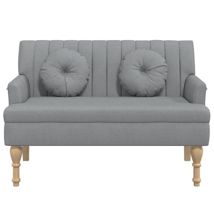 Banc avec coussins gris clair 113x64,5x75,5 cm tissu - Photo n°3