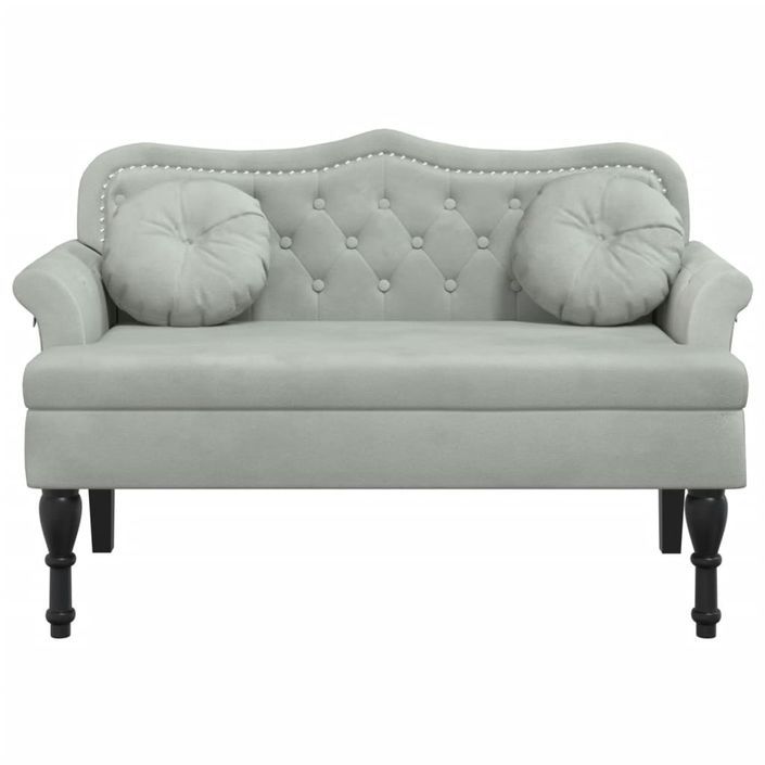 Banc avec coussins gris clair 120,5x65x75 cm velours - Photo n°3