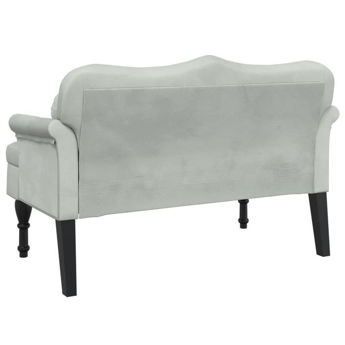 Banc avec coussins gris clair 120,5x65x75 cm velours - Photo n°5