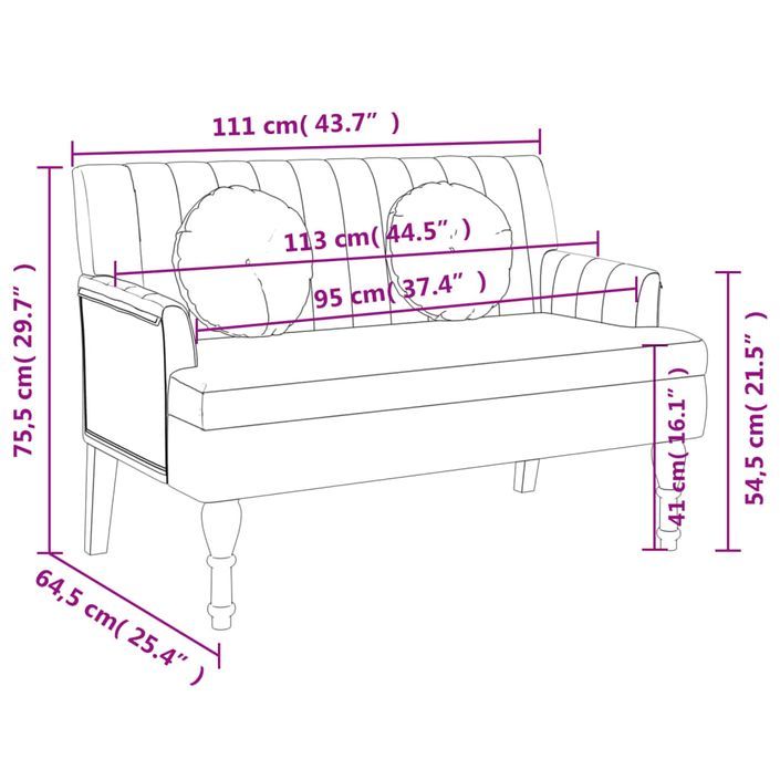 Banc avec coussins gris foncé 113x64,5x75,5 cm tissu - Photo n°8