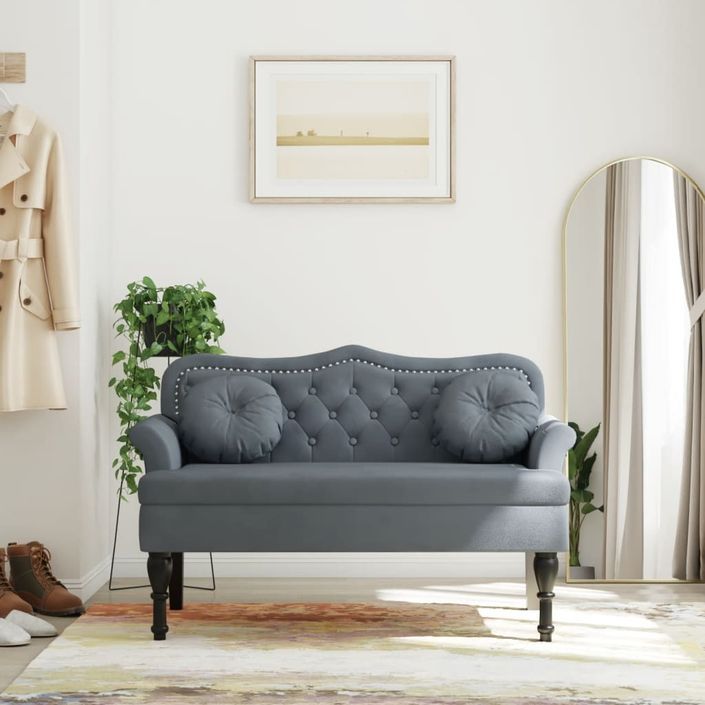 Banc avec coussins gris foncé 120,5x65x75 cm velours - Photo n°2