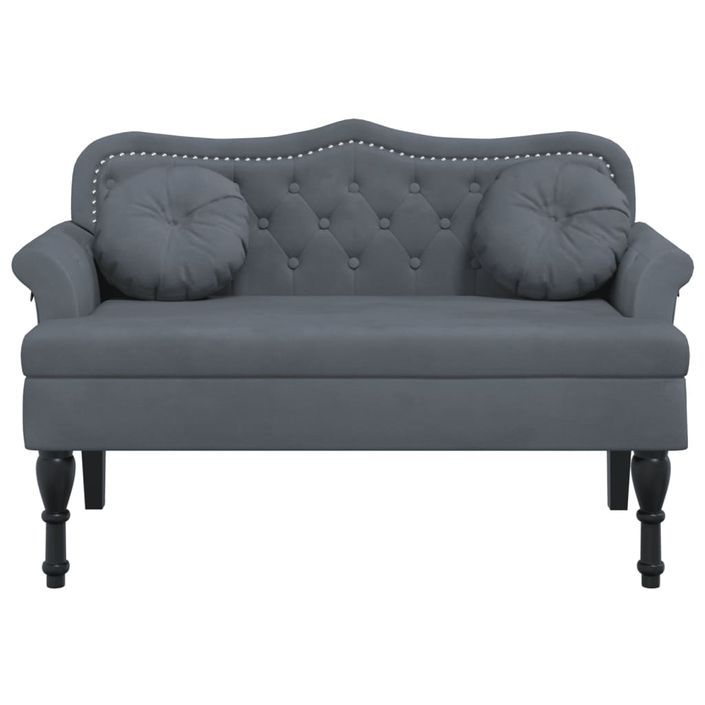 Banc avec coussins gris foncé 120,5x65x75 cm velours - Photo n°3