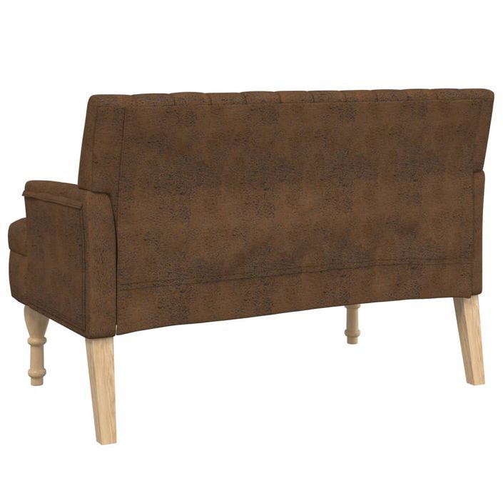 Banc avec coussins marron 113x64,5x75,5 cm similicuir daim - Photo n°5