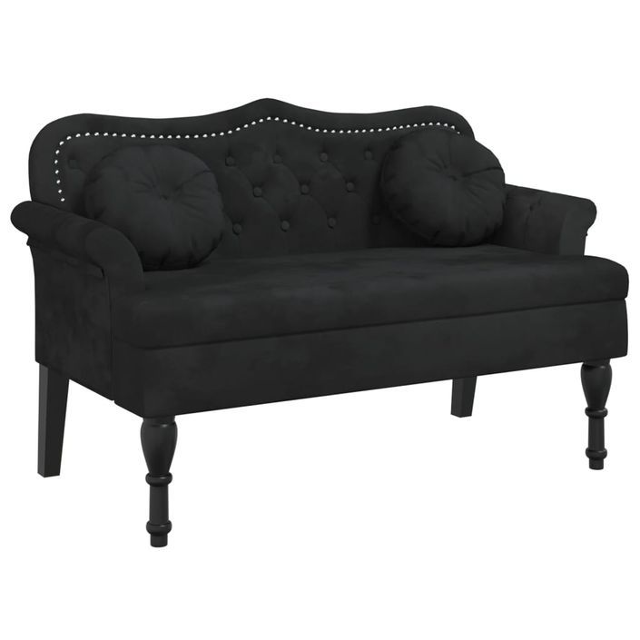 Banc avec coussins noir 120,5x65x75 cm velours - Photo n°2