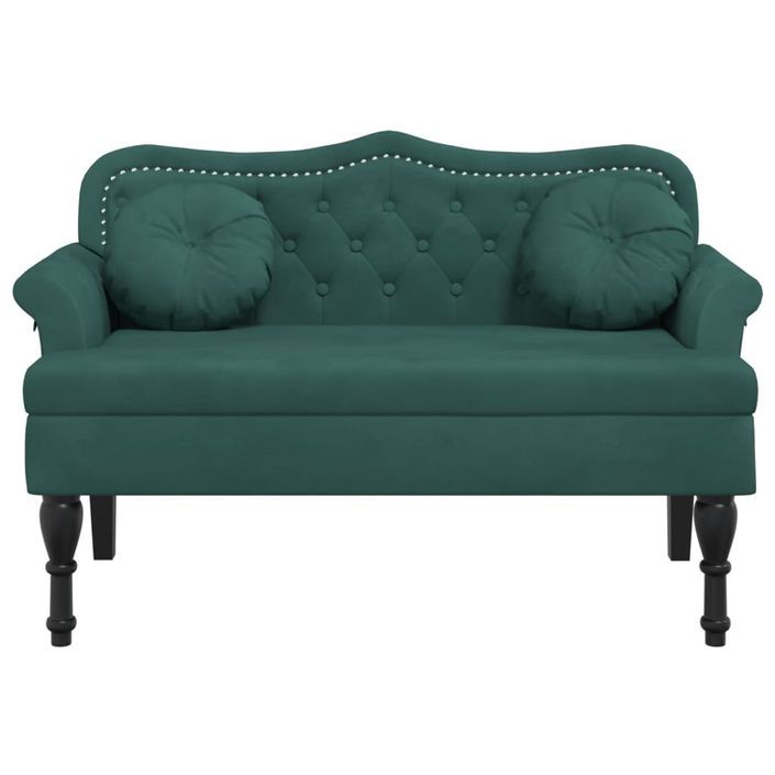 Banc avec coussins vert foncé 120,5x65x75 cm velours - Photo n°3