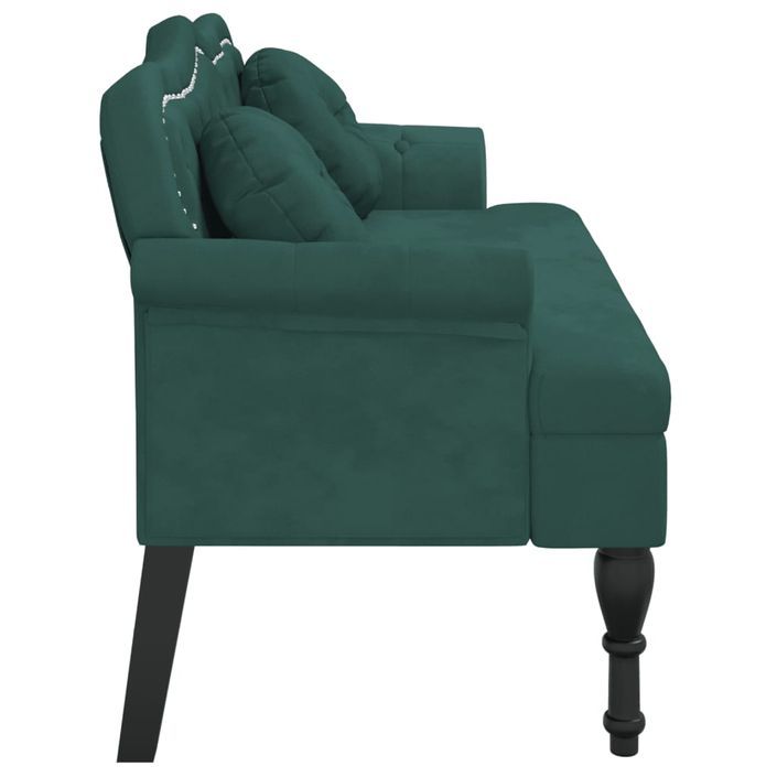 Banc avec coussins vert foncé 120,5x65x75 cm velours - Photo n°4