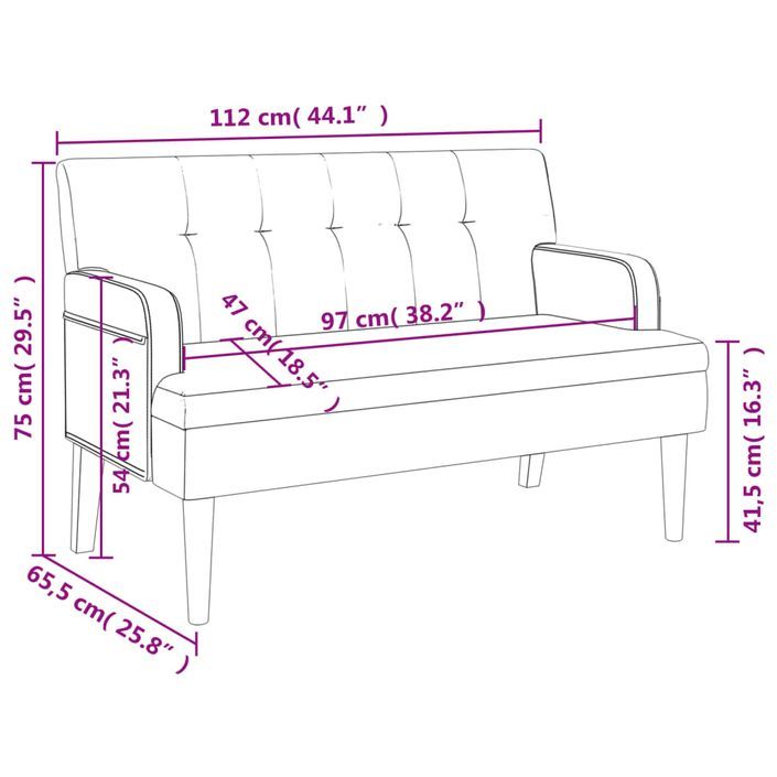 Banc avec dossier blanc 112x65,5x75 cm similicuir - Photo n°8