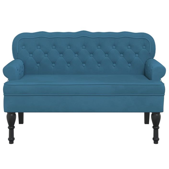 Banc avec dossier bleu 119,5x64,5x75 cm velours - Photo n°3