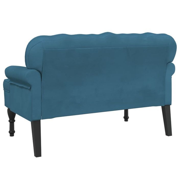 Banc avec dossier bleu 119,5x64,5x75 cm velours - Photo n°5