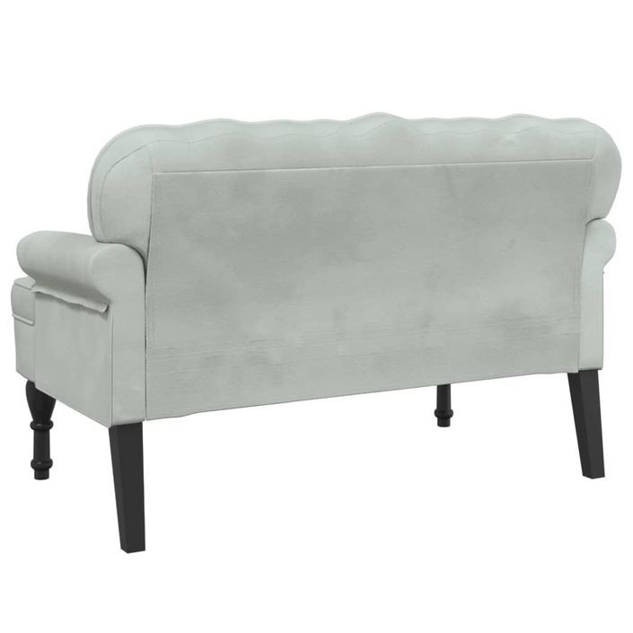 Banc avec dossier gris clair 119,5x64,5x75 cm velours - Photo n°5