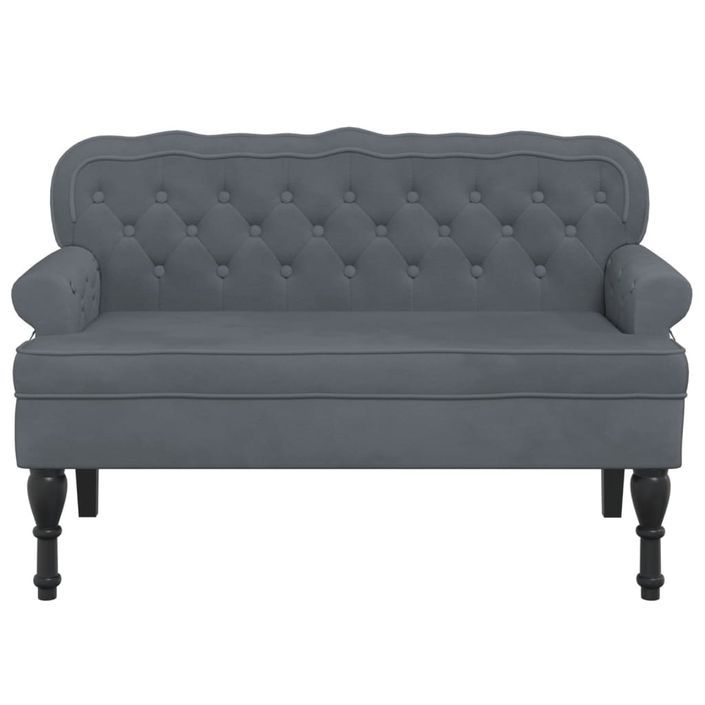 Banc avec dossier gris foncé 119,5x64,5x75 cm velours - Photo n°3