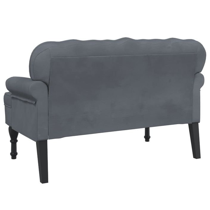 Banc avec dossier gris foncé 119,5x64,5x75 cm velours - Photo n°5