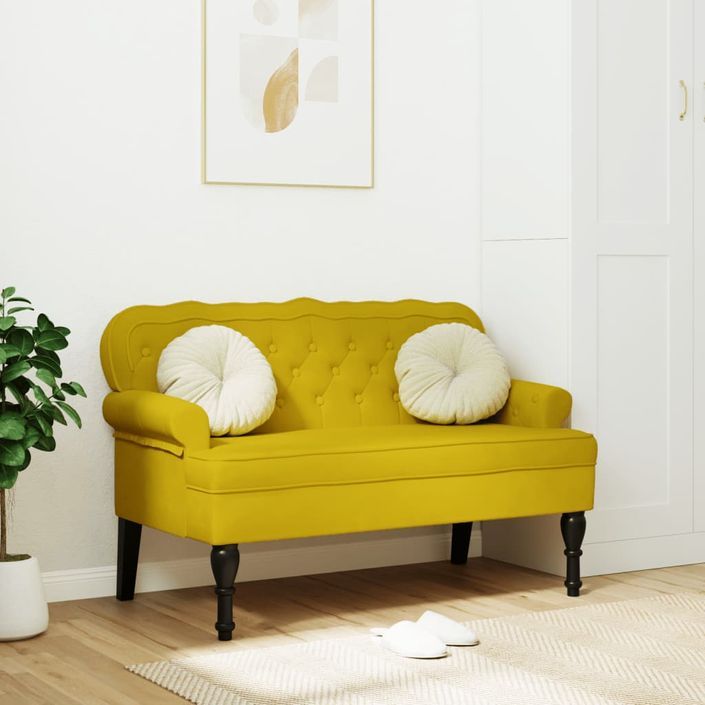 Banc avec dossier jaune 119,5x64,5x75 cm velours - Photo n°1