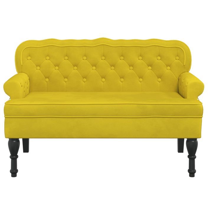 Banc avec dossier jaune 119,5x64,5x75 cm velours - Photo n°3