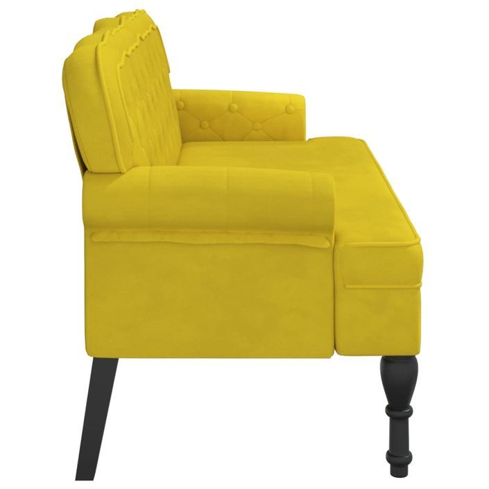 Banc avec dossier jaune 119,5x64,5x75 cm velours - Photo n°4