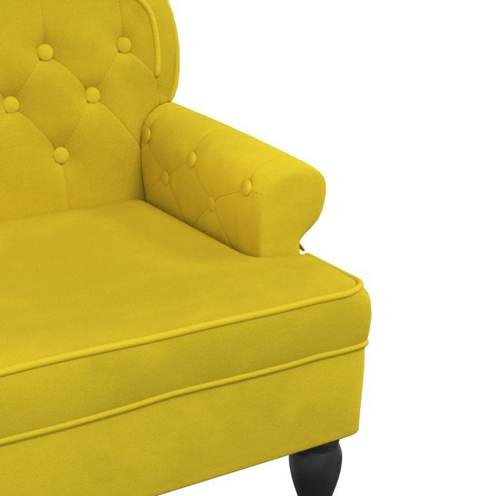 Banc avec dossier jaune 119,5x64,5x75 cm velours - Photo n°6