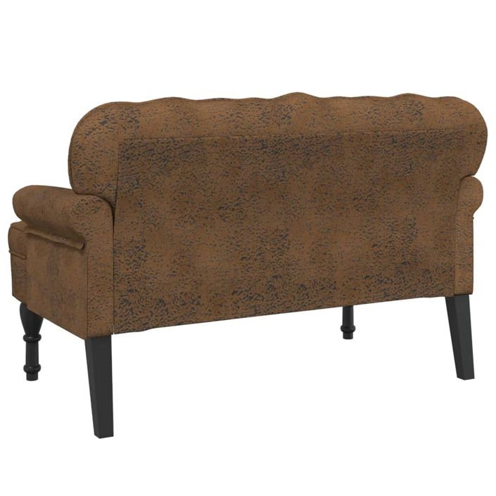 Banc avec dossier marron 119,5x64,5x75 cm similicuir daim - Photo n°5