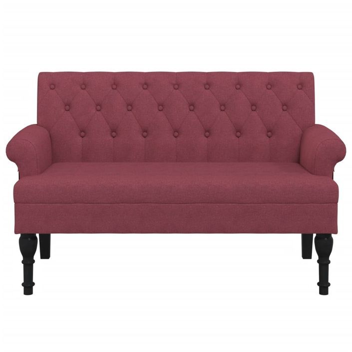 Banc avec dossier rouge bordeaux 120x62x75,5 cm tissu - Photo n°3