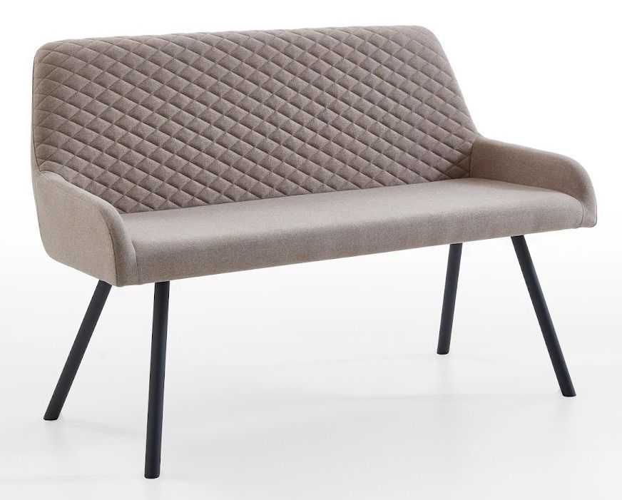 Banc avec dossier scandinave tissu taupe et pieds noirs Morane - Photo n°1