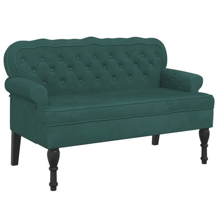 Banc avec dossier vert foncé 119,5x64,5x75 cm velours - Photo n°2