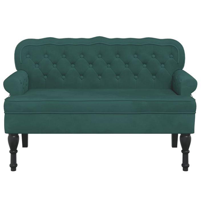 Banc avec dossier vert foncé 119,5x64,5x75 cm velours - Photo n°3