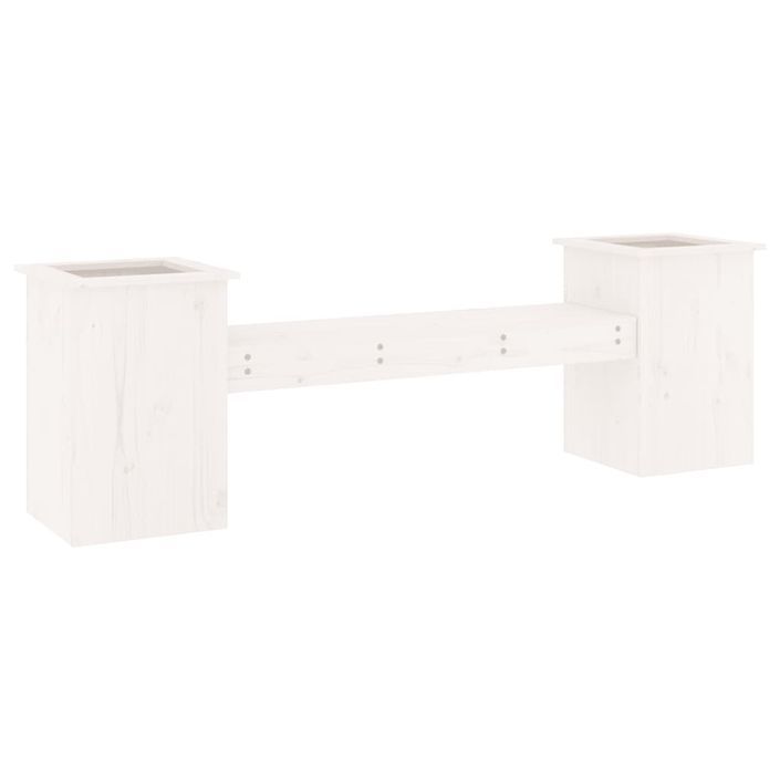 Banc avec jardinières blanc 184,5x39,5x56,5 cm bois massif pin - Photo n°1