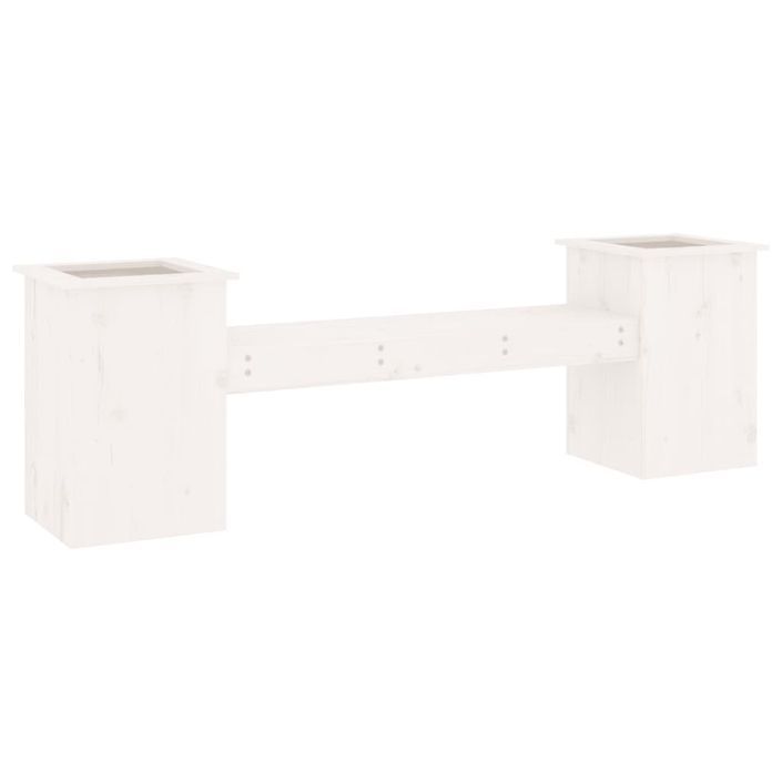 Banc avec jardinières blanc 184,5x39,5x56,5 cm bois massif pin - Photo n°6