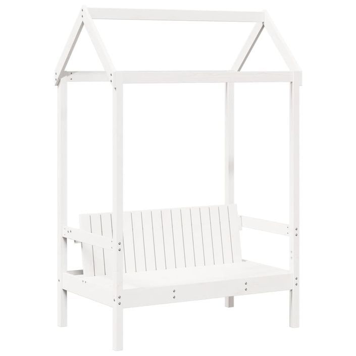 Banc avec toit blanc 117,5x70x176,5 cm bois de pin massif - Photo n°2