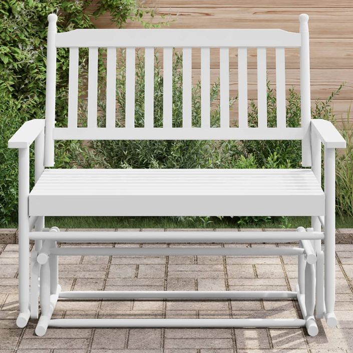 Banc balancelle blanc 118x70x104,5 cm bois massif de peuplier - Photo n°1