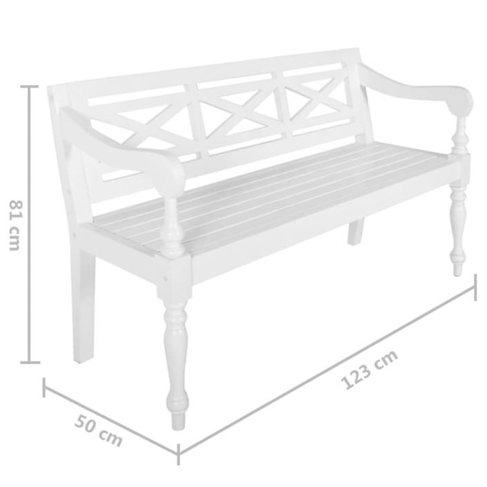 Banc Batavia 123 cm Bois d'acajou massif Blanc - Photo n°6