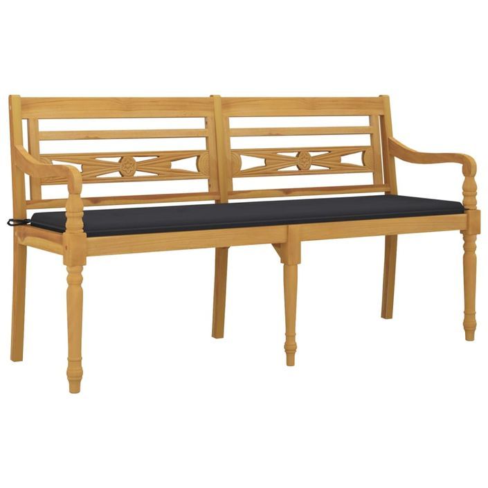 Banc Batavia avec coussin anthracite 150 cm Bois de teck massif - Photo n°3