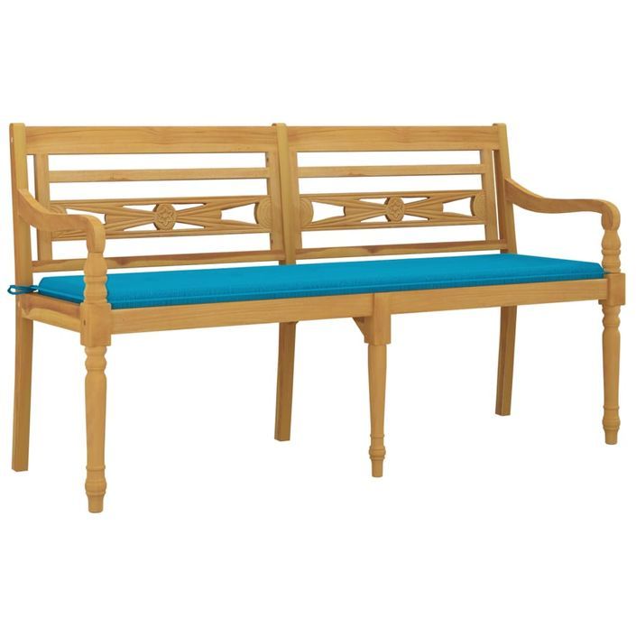 Banc Batavia avec coussin bleu 150 cm Bois de teck massif - Photo n°3