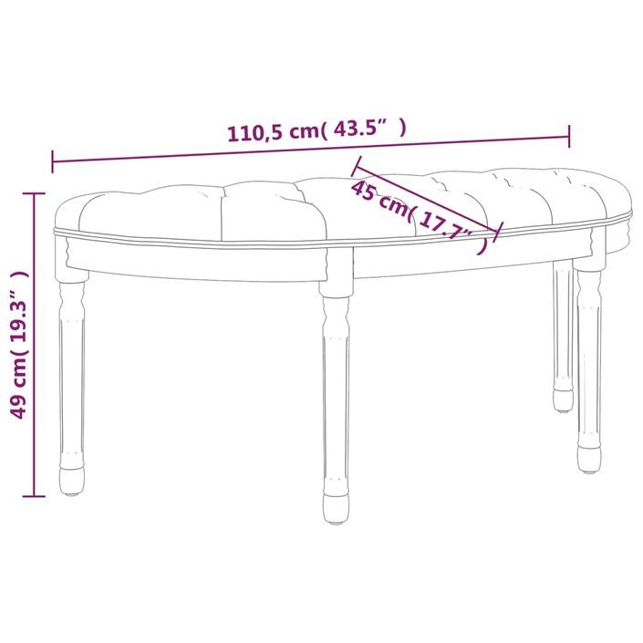 Banc beige 110,5x45x49 cm lin - Photo n°8