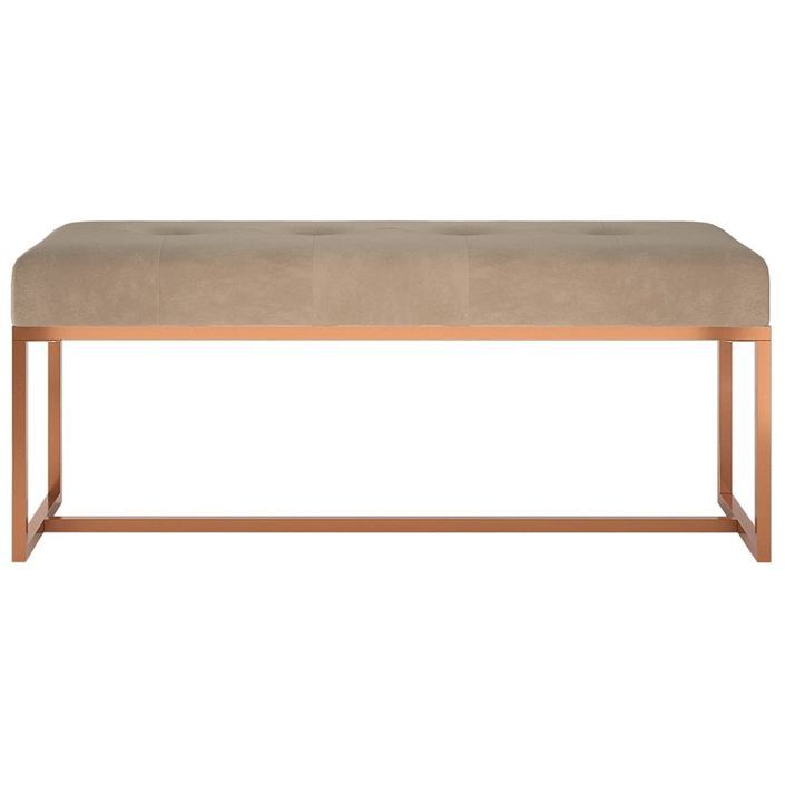 Banc Beige 110x36x45 cm Velours - Photo n°3