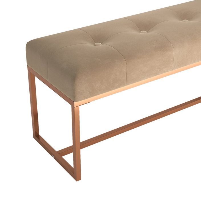 Banc Beige 110x36x45 cm Velours - Photo n°5