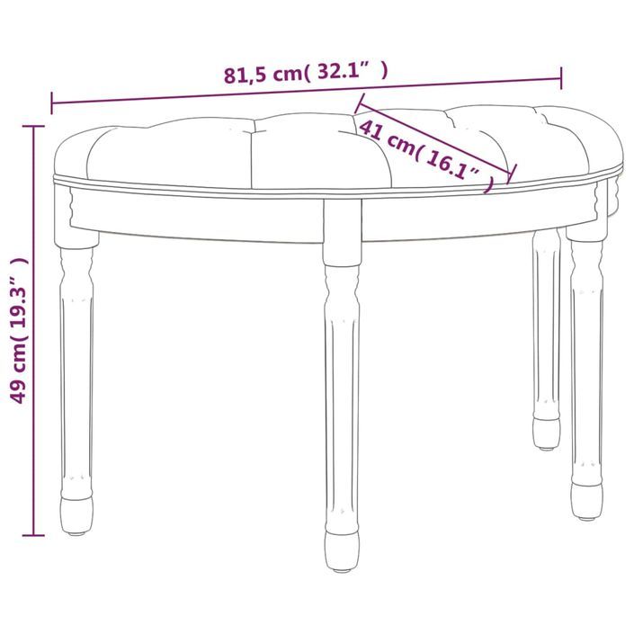 Banc beige 81,5x41x49 cm lin - Photo n°8