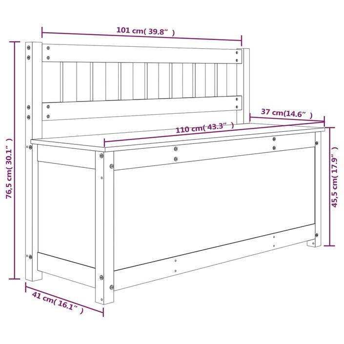 Banc Blanc 110x41x76,5 cm Bois de pin massif - Photo n°9