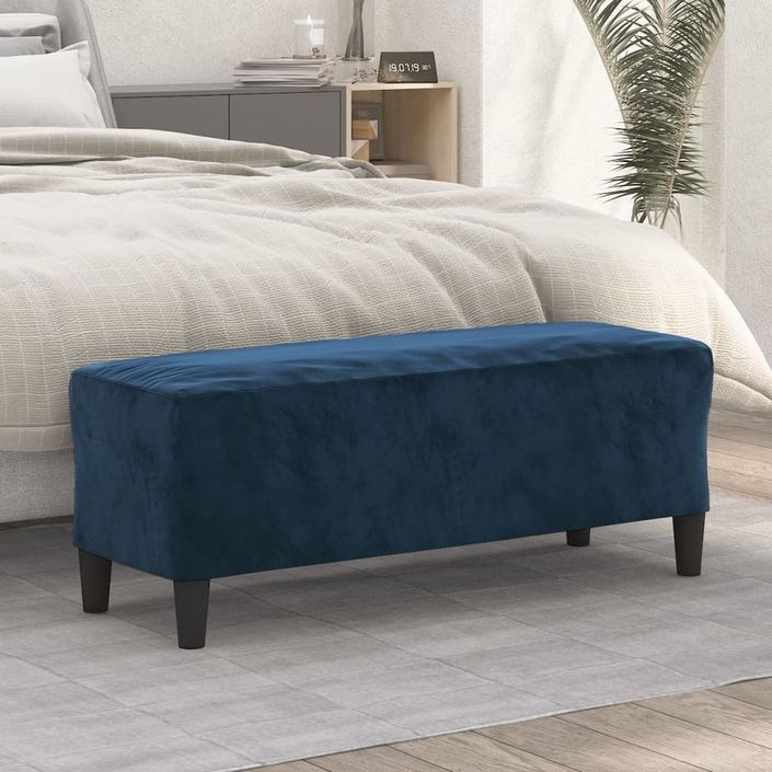 Banc Bleu 100x35x41 cm Velours - Photo n°1