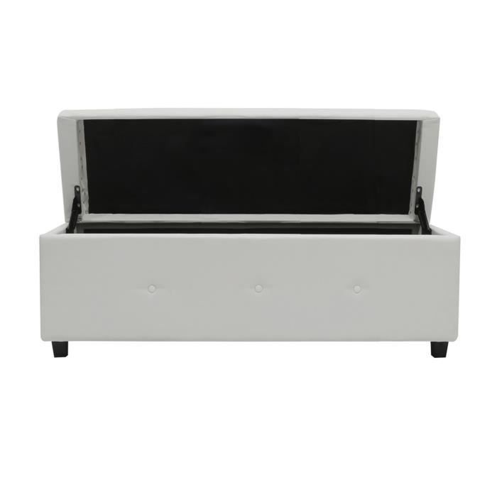 Banc coffre - Bout de lit Simili blanc Classique - L 140 cm - Photo n°2