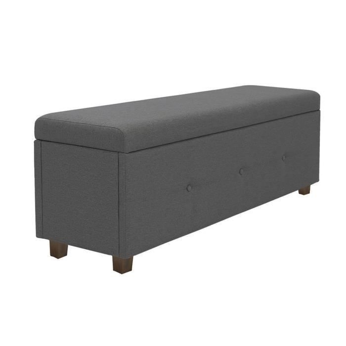 Banc coffre - Bout de lit Velours gris clair Classique - L 140 cm - Photo n°1