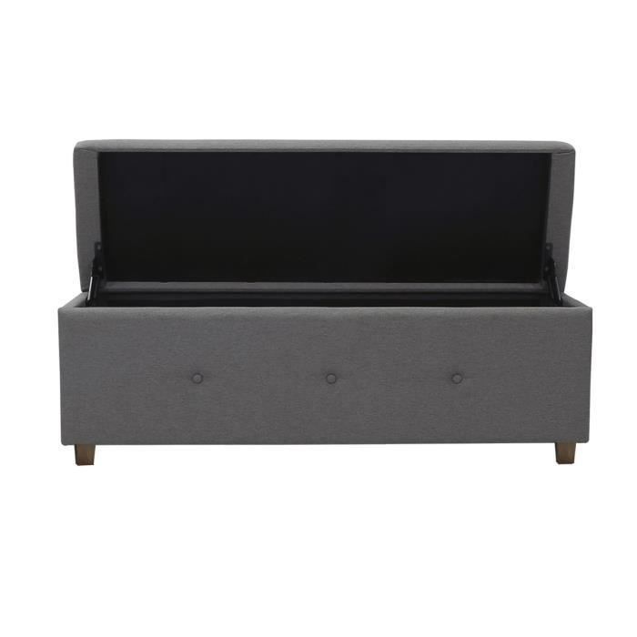 Banc coffre - Bout de lit Velours gris clair Classique - L 140 cm - Photo n°2