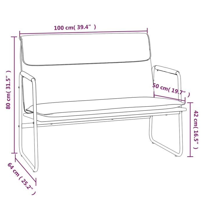 Banc Crème 100x64x80 cm Tissu - Photo n°8