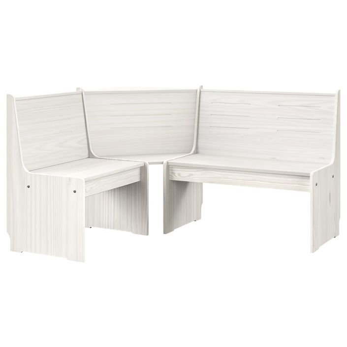 Banc d'angle de jardin 151 cm Bois de pin solide Blanc - Photo n°1