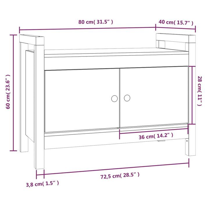 Banc d'entrée 80x40x60 cm Bois de pin massif - Photo n°10