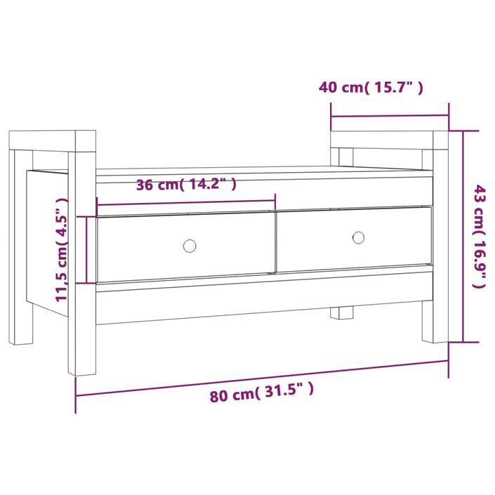 Banc d'entrée Gris 80x40x43 cm Bois de pin massif - Photo n°10