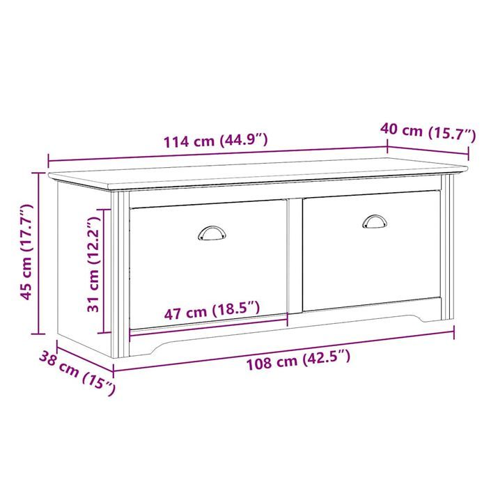 Banc de couloir BODO blanc 114x40x45 cm - Photo n°9