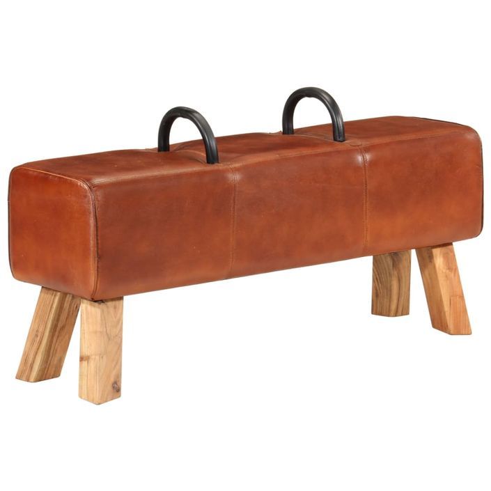 Banc de gymnastique marron 110 cm cuir véritable - Photo n°1