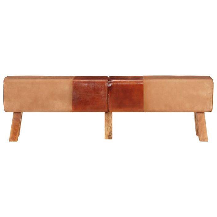 Banc de gymnastique marron 160 cm cuir véritable et toile - Photo n°2