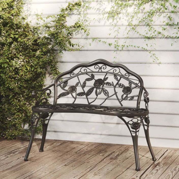 Banc de jardin 100 cm Aluminium coulé Noir - Photo n°1